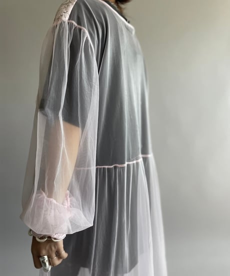 【USED】 Lace Patterned Sheer Long One-Piece/241006-018