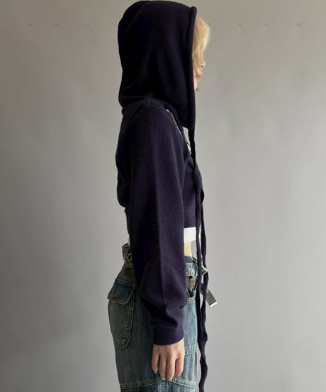 【RE;CIRCLE】 RE Hooded Acrylic Short Cardigan / 251016-002