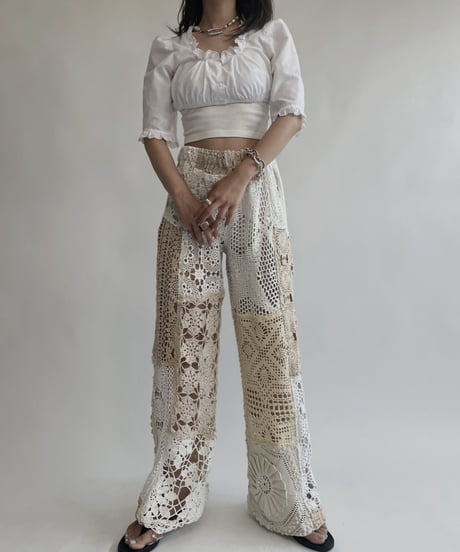 【RE;CIRCLE】 RE Crochet Patchwork Pants / 220728-027