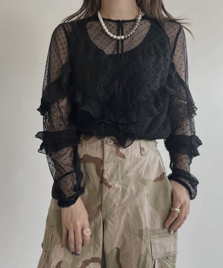 【USED】 GUESS Lace See-through Top / 220430-003