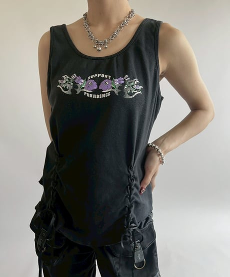 【USED】 Flower Pattern Lace Up Tank Top / 250526-019