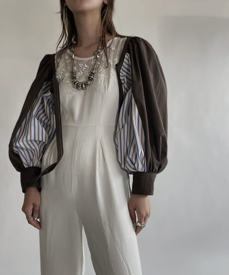 【RE;CIRCLE】 RE Striped Shirt Detachable Collar + Bolero / 220609-009