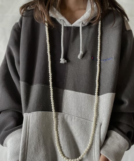 【USED】   Champion Reverse Weave Patch Work Hoodie/211007-031