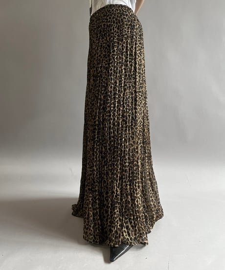 【USED】 Leopard PatternedPleats Long Skirt/ 240907-009