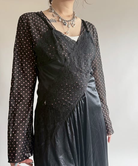 【USED】 Lace Pattern Camisole Long One-Piece  /250412-008