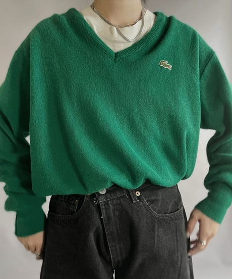 【USED】 Lacoste Acrylic Knit Pullover Green / 230204-015