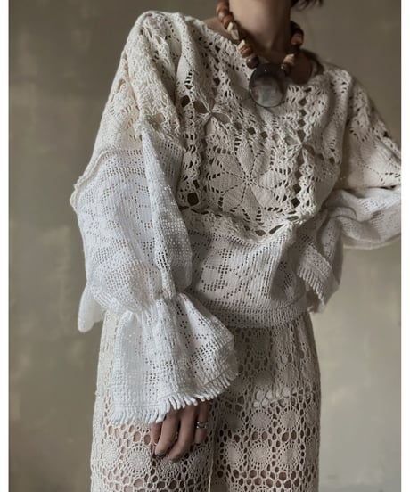 【RE;CIRCLE】 RE Crochet Patchwork L/S Top⑤/20220317-007