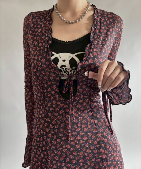 【USED】 MADE in USA flower pattern sheer One-Piece  /250920-015