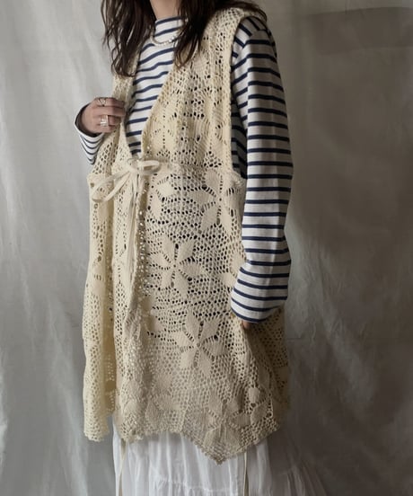 【RE;CIRCLE】  RE Crochet Long Vest /210512-004