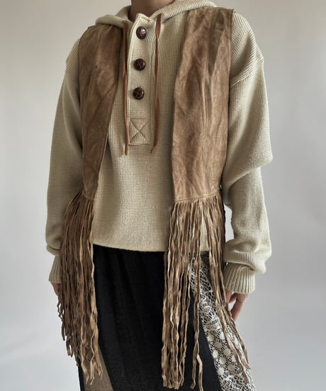 【USED】  Suede Fringe Vest /250118-006
