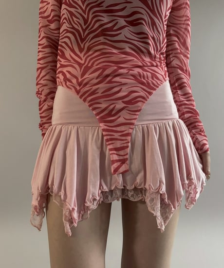 【USED】 Zebra Pattern Sheer Leotard Top / 260307-030
