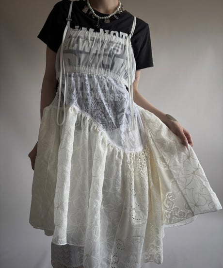 【RE;CIRCLE】RE Crochet Lace Patch work Camisole One-Piece Middle/250731-001