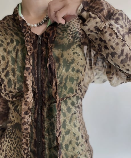 【USED】 YSL Leopard Long Sleeves Blouse / 220514-011