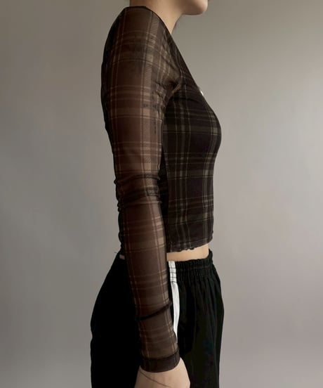 【USED】 Check Pattern Sheer Top / 260131-001