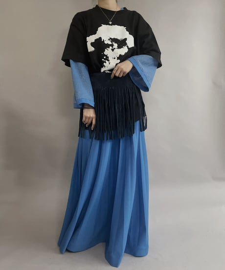 【USED】 Suede Leather Skirt Green / 230304-004