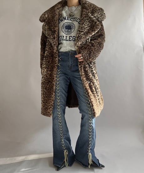 【USED】 Leopard Patterned Fake Fur Jacket /241221-007