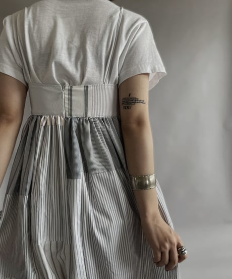 【RE;CIRCLE】 RE Patchwork Strip Shirt One-Piece / 230608-013