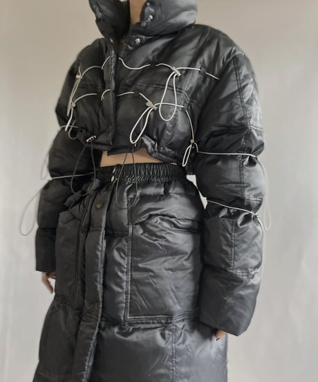 【RE;CIRCLE】 RE Draw Code Short Down Black×Gray + Skirt Co-ord Sets / 221215-011