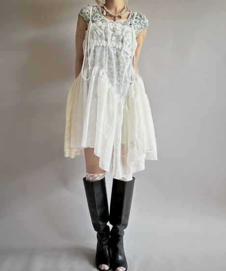 【RE;CIRCLE】RE Crochet Lace Patch work Camisole One-Piece Middle/250731-009