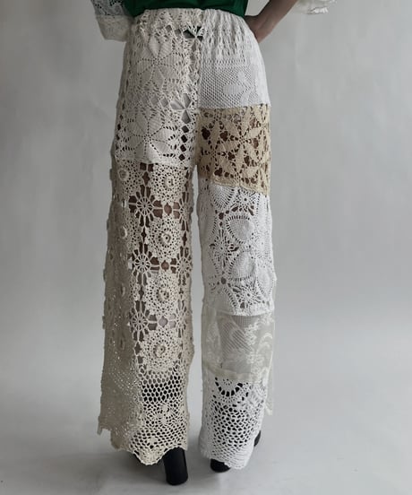 【RE;CIRCLE】 RE Crochet Lace Patchwork Pants / 220526-035