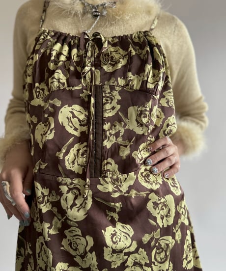 【USED】 Flower Patten Camisole Long One-Piece  /250412-019