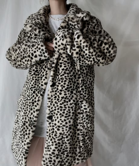 【USED】     Leopard Patterned Fur Coat/211202-023