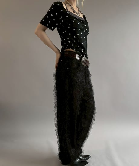 【USED】 STUDIO XTC Sheer Fringe Design Lame Pants / 260704-021