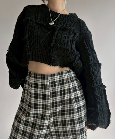【RE;CIRCLE】 RE Aran Knit Patchwork Pullover Top / 251218-007