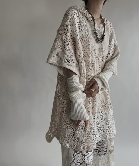 【RE;CIRCLE】 RE Crochet Lace Patchwork Hoodie / 220526-022
