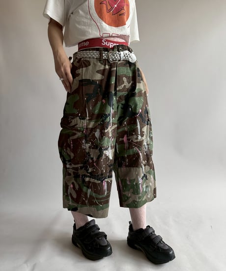 【USED】 Military Camouflage Painted Cut off Shorts  / 250719-007