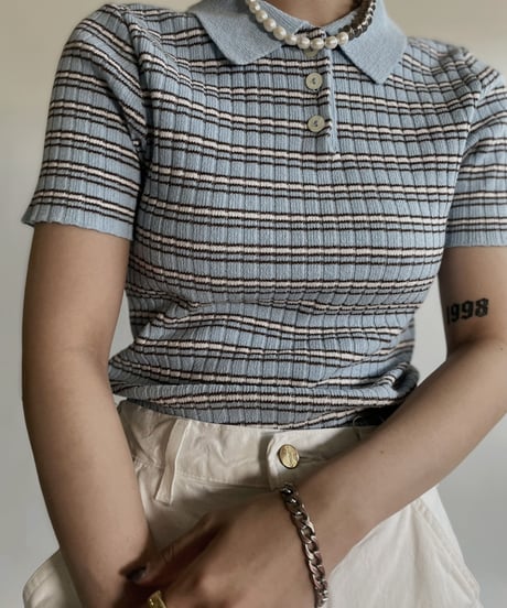 【USED】Gina Benotti Stripes Knit Top / 220514-018