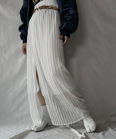 【USED】 Poly Pleats Long Skirt①/210921-028