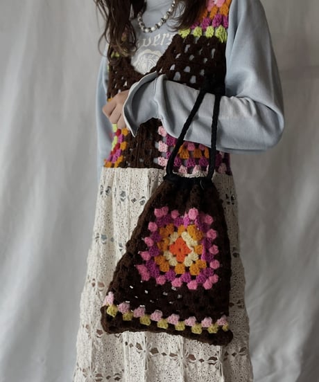 【RE;CIRCLE】 RE Granny Knit Pouch③ /210404-006