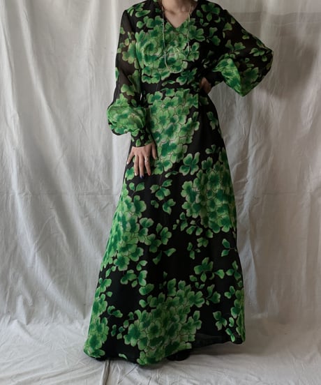 【USED】  Clover Patterned Poly EURO Dress/210407-020