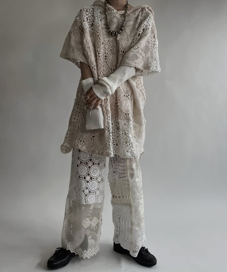 【RE;CIRCLE】 RE Crochet Lace Patchwork Hoodie / 220526-022