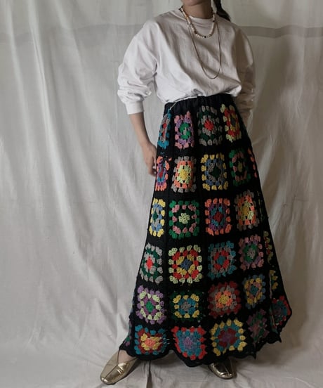 【USED】　Granny Knit Long Skirt②/210404-010