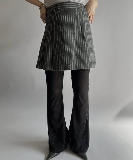 【USED】 Stripe Patterned Mini Skirt/  240224-026