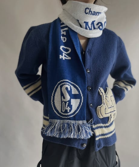 【USED】 Double Face Knit Soccer Muffler Blue × White / 230206-017