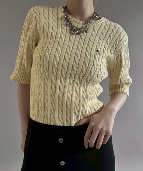 【USED】 Lauren Ralph Lauren S/S Cotton Knit Top / 260221-012