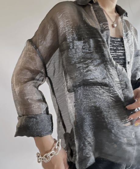 【USED】  L/S Lame Sheer Shirt / 230819-028