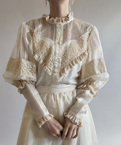 【USED】 Sheer Sleeve Design Shirt  / 250628-026