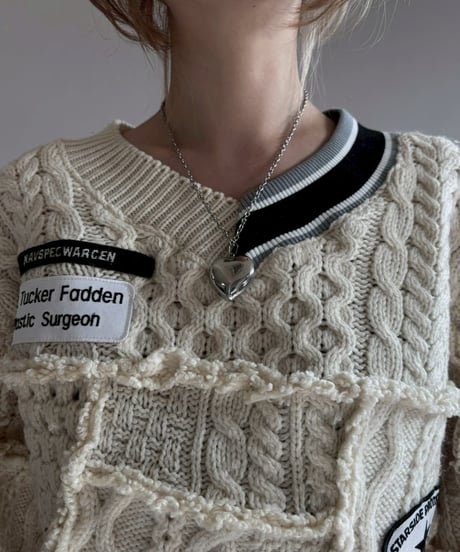 【RE;CIRCLE】 RE Aran Knit Wappen Patchwork Pullover Top / 251218-006