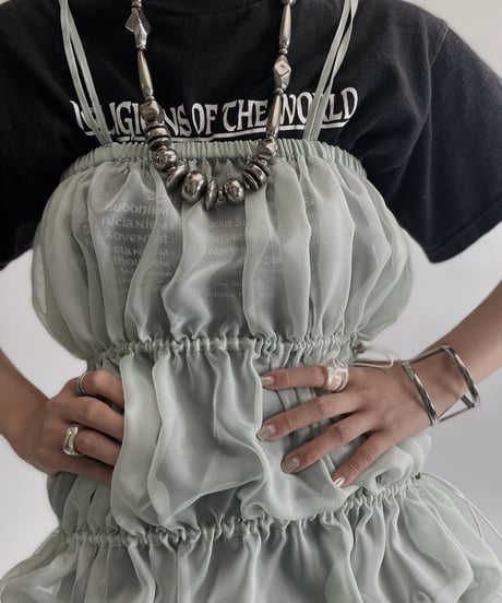 【RE;CIRCLE】 RE Sheer Light Green Camisole One-piece / 220721-005