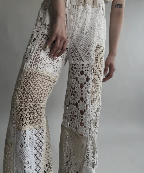 【RE;CIRCLE】 RE Crochet Patchwork Pants / 220623-025