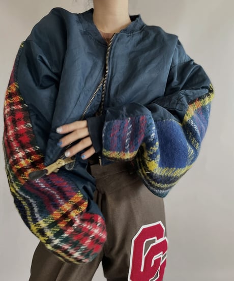 【RE;CIRCLE】 RE Short MA-1 Blanket Jacket Navy / 230112-021