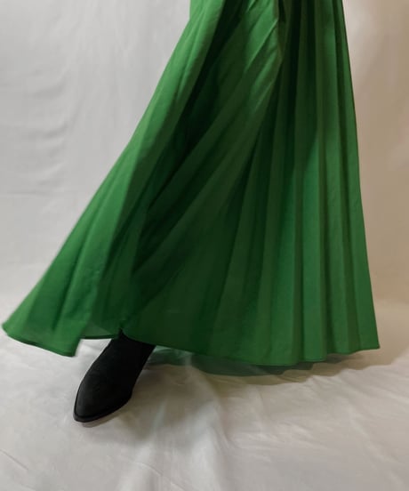 【USED】 Poly Long Pleats Skirt①/20210819-005