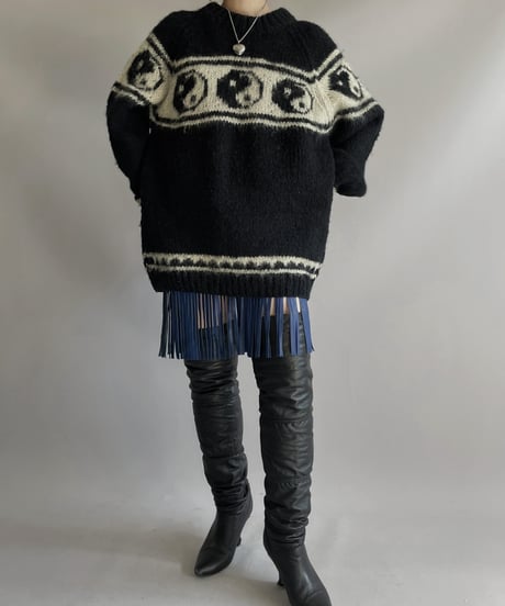 【USED】  Real Leather Fringe Skirt / 231112-011