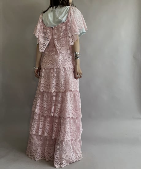 【USED】 Flower Pattern Sleeveless  Poly Tiered One-piece / 230520-008