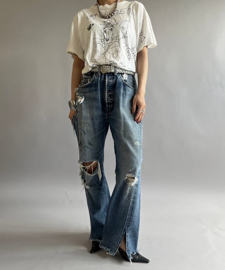 【USED】  80~90's Hand Print T-Shirt /240824-008
