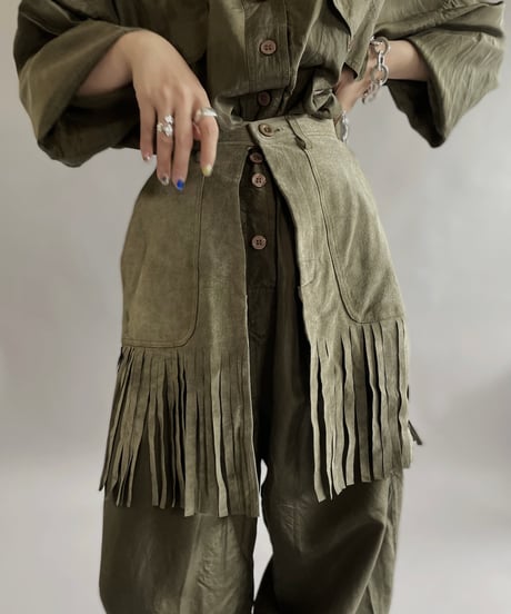 【USED 】Suede Fringe Mini Skirt/ 240511-024